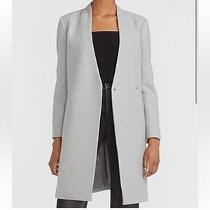 Collarless Wool-Blend Car Coat - size XXS